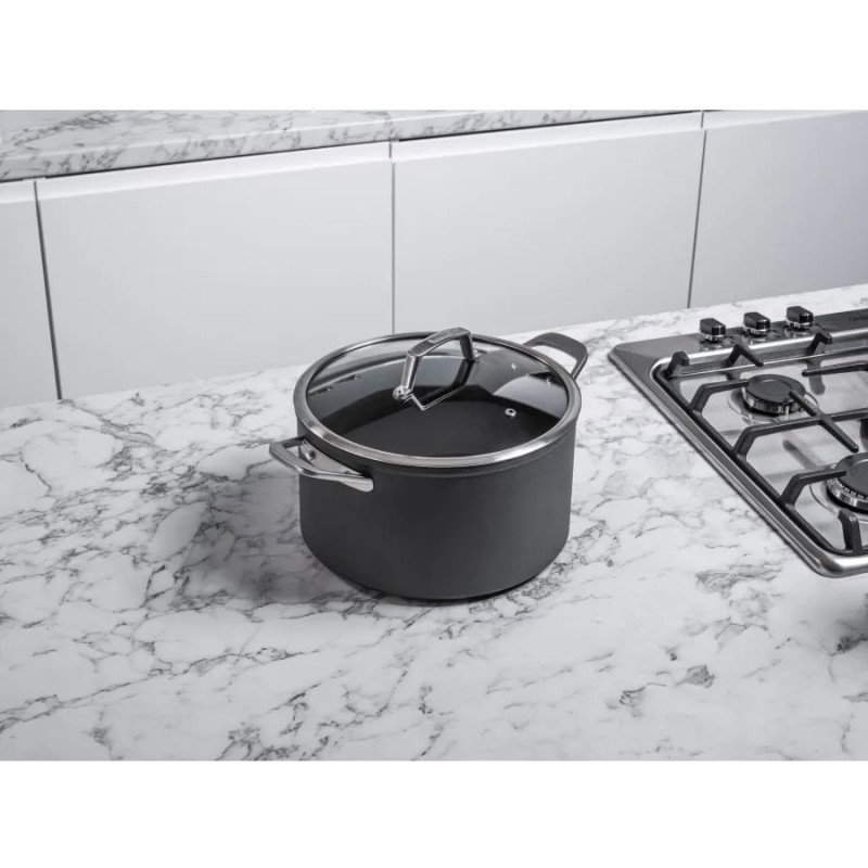 Комплект тенджери Ninja ZeroStick C33300DE, 6 части, До 260°C, Незалепващо покритие, Без PFAS, Стъклен капак, Индукция, Черен