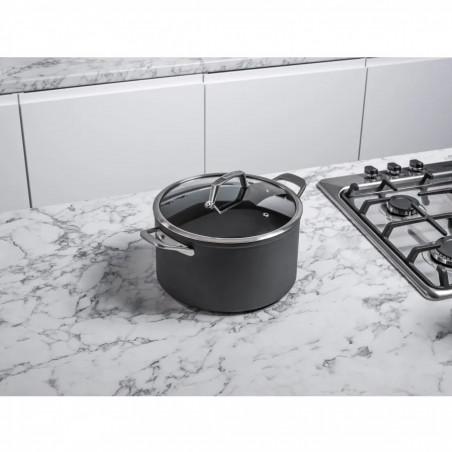 Комплект тенджери Ninja ZeroStick C33300DE, 6 части, До 260°C, Незалепващо покритие, Без PFAS, Стъклен капак, Индукция, Черен