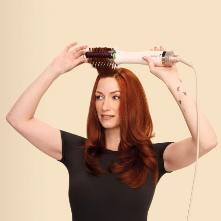 Четка за стилизиране и сушене на коса Shark SmoothStyle HT212EU, 900W, 3 темп, 215°C, Керамично покритие, Естествени косъмчета, Бял/копринен