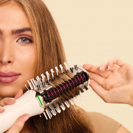 Четка за стилизиране и сушене на коса Shark SmoothStyle HT212EU, 900W, 3 темп, 215°C, Керамично покритие, Естествени косъмчета, Бял/копринен