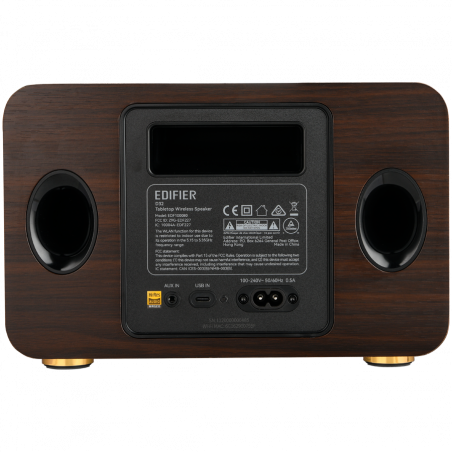 Тонколона Edifier D32 BL-WALNUT, 60W, 11 часа, Hi-Res Audio/Wireless, Bluetooth 5.3, Wi-Fi, Apple Airplay2, DRC, DSP,  Дървен корпус, Черен орех/кафяв