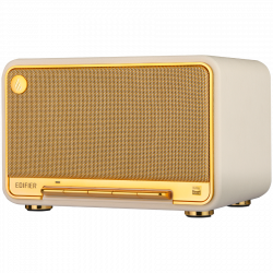 Тонколона Edifier D32 WH, 60W, 11 часа, Hi-Res Audio/Wireless, Bluetooth 5.3, Wi-Fi, Apple Airplay2, DRC, DSP,  Дървен корпус, Бял