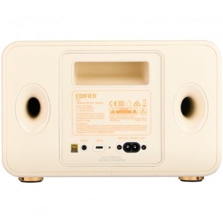 Тонколона Edifier D32 WH, 60W, 11 часа, Hi-Res Audio/Wireless, Bluetooth 5.3, Wi-Fi, Apple Airplay2, DRC, DSP,  Дървен корпус, Бял
