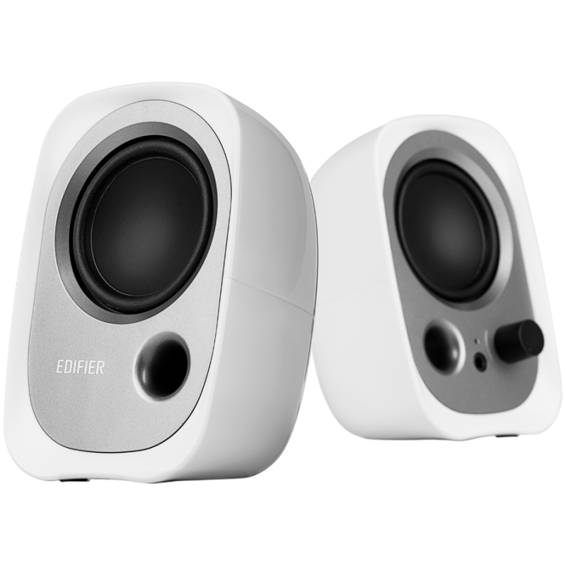 Тонколони Edifier R12U WH 2.0, 4W RMS, USB, AUX, 20 KHz, 2.25" говорители, Контрол на звука, Бял