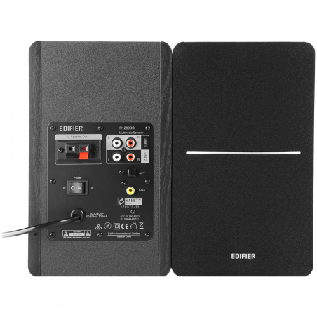 Тонколони Edifier R1280DB BL 2.0, 42W RMS, Bluetooth V5.1, 2 RCA, Активен кросоувър, Регулатор на бас и високи, Черен