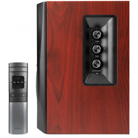 Аудио система Edifier S350DB, 150W RMS, 8" субуфер, 2x3.5" трептящи драйвери, 3/4" туитъри, Bluetooth 5.1, Дистанционно управление, MDF корпус, Кафяв