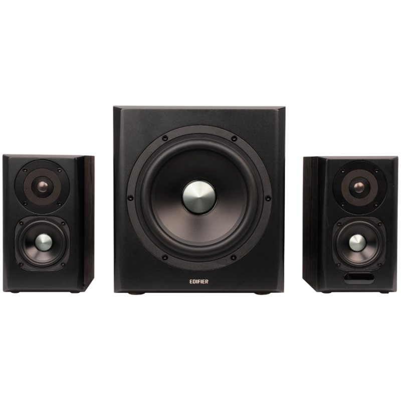 Тонколони Edifier S351DB 2.1, 150W RMS, Bluetooth V5.1, Optical, Coaxial, RCA, PC, AUX, DSP&DRC, MDF корпус, Дистанционно управление, Черен