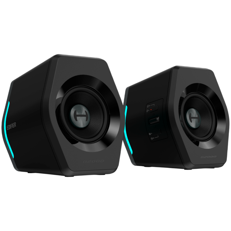 Геймърски тонколони Edifier G2000 2.0 BL, 16W RMS, BT V5.1, USB, AUX, RGB, Hi-Fi, 3 режима, Памет на настройки, Черен