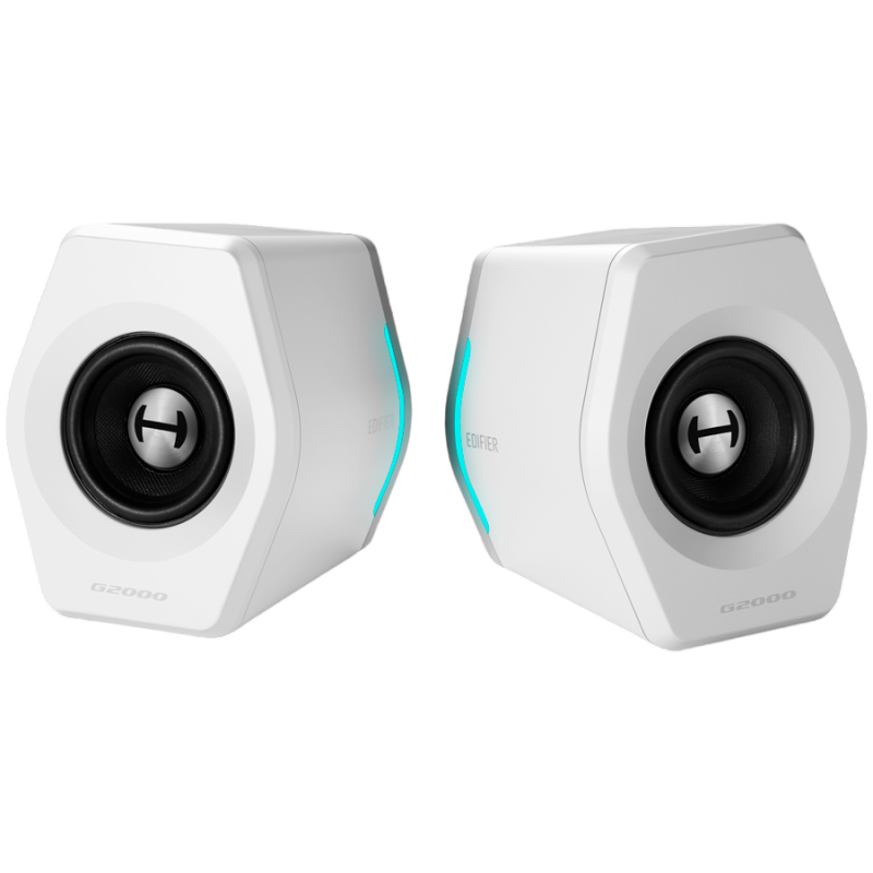 Геймърски тонколони Edifier G2000 2.0 WH, 16W RMS, BT V5.1, USB, AUX, RGB, Hi-Fi, 3 режима, Памет на настройки, Бял