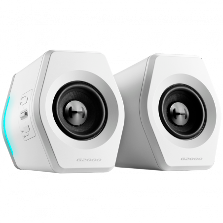 Геймърски тонколони Edifier G2000 2.0 WH, 16W RMS, BT V5.1, USB, AUX, RGB, Hi-Fi, 3 режима, Памет на настройки, Бял