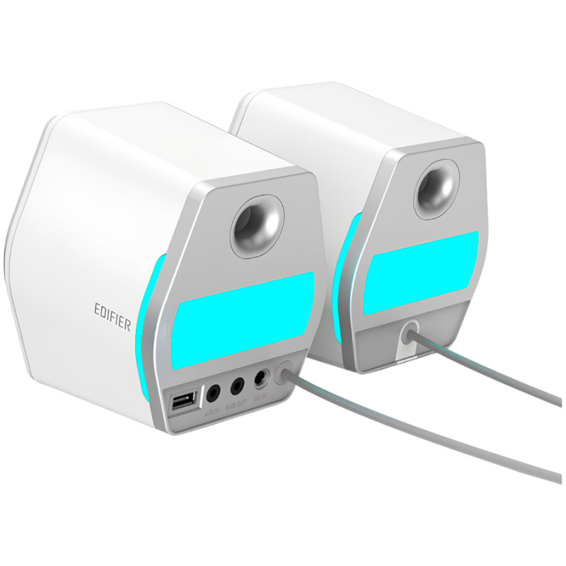 Геймърски тонколони Edifier G2000 2.0 WH, 16W RMS, BT V5.1, USB, AUX, RGB, Hi-Fi, 3 режима, Памет на настройки, Бял