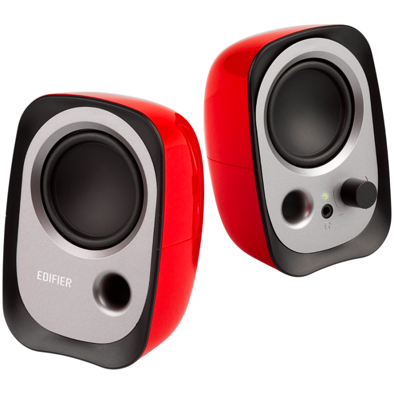 Тонколони Edifier R12U RE 2.0, 4W RMS, USB, AUX, 20 KHz, 2.25" говорители, Контрол на звука, Червен