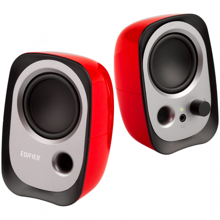 Тонколони Edifier R12U RE 2.0, 4W RMS, USB, AUX, 20 KHz, 2.25" говорители, Контрол на звука, Червен