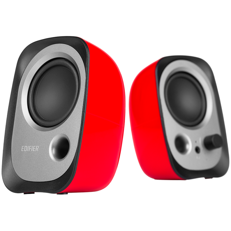 Тонколони Edifier R12U RE 2.0, 4W RMS, USB, AUX, 20 KHz, 2.25" говорители, Контрол на звука, Червен