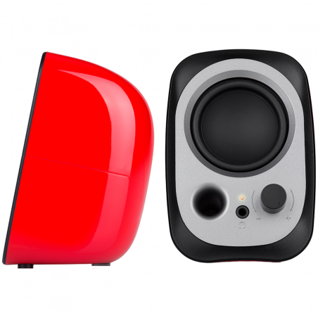 Тонколони Edifier R12U RE 2.0, 4W RMS, USB, AUX, 20 KHz, 2.25" говорители, Контрол на звука, Червен