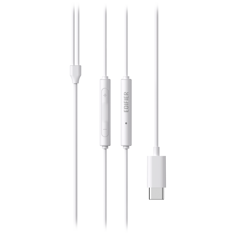 Слушалки Edifier P180, 14 мм, Кабелни, Hi-Res Audio, Вграден микрофон, USB-C, Бял