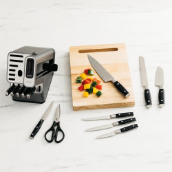 Комплект кухненски ножове с точило Ninja K32014EUUK, 14 части, StaySharp, Ергономичен дизайн, Сребрист/черен