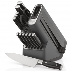 Комплект кухненски ножове с точило Ninja K32014EUUK, 14 части, StaySharp, Ергономичен дизайн, Сребрист/черен