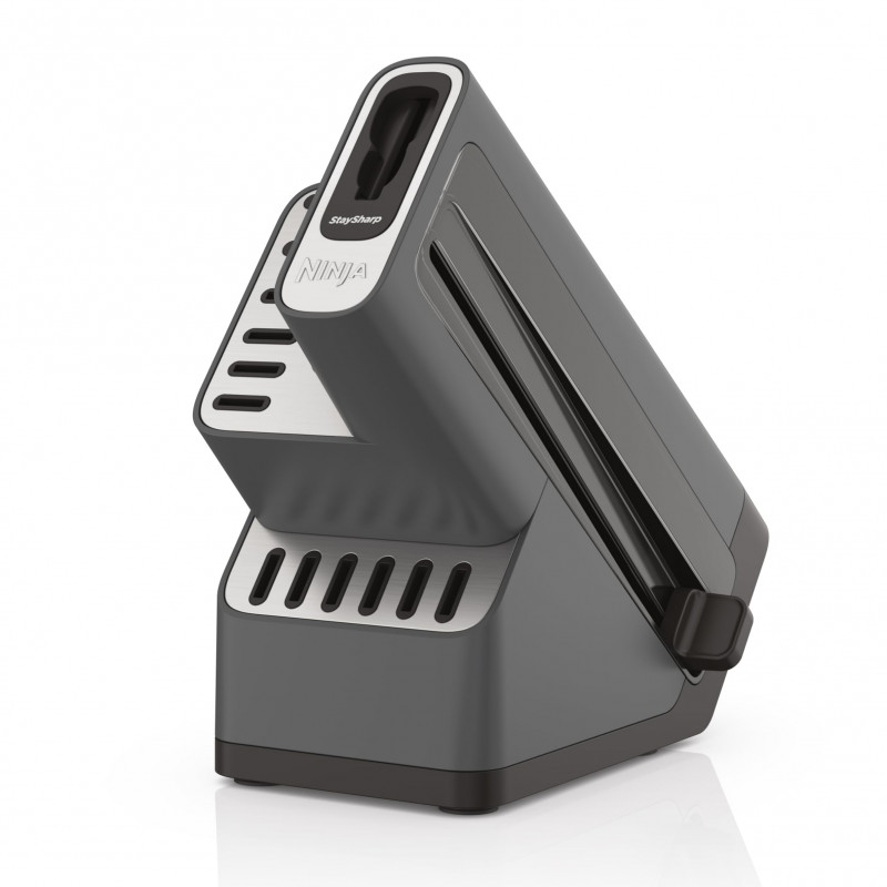 Комплект кухненски ножове с точило Ninja K32014EUUK, 14 части, StaySharp, Ергономичен дизайн, Сребрист/черен