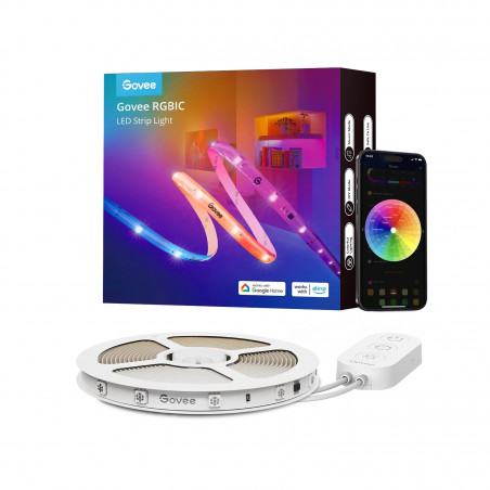 Smart LED лента Govee RGBIC H612CCD1, 36W, 10 м, RGBICW, 240 диода, Bluetooth, Wi-Fi, Черен