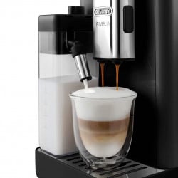 Еспресо машина DeLonghi Rivelia Onyx Black EXAM440.55.B, 1450W, 19 bar, 1.4 л, 16 напитки, Aroma, LatteCrema Hot, Twin Shot, Bean Adapt, TFT тъч дисплей, Черен мат