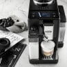 Еспресо машина DeLonghi Rivelia Onyx Black EXAM440.55.B, 1450W, 19 bar, 1.4 л, 16 напитки, Aroma, LatteCrema Hot, Twin Shot, Bean Adapt, TFT тъч дисплей, Черен мат