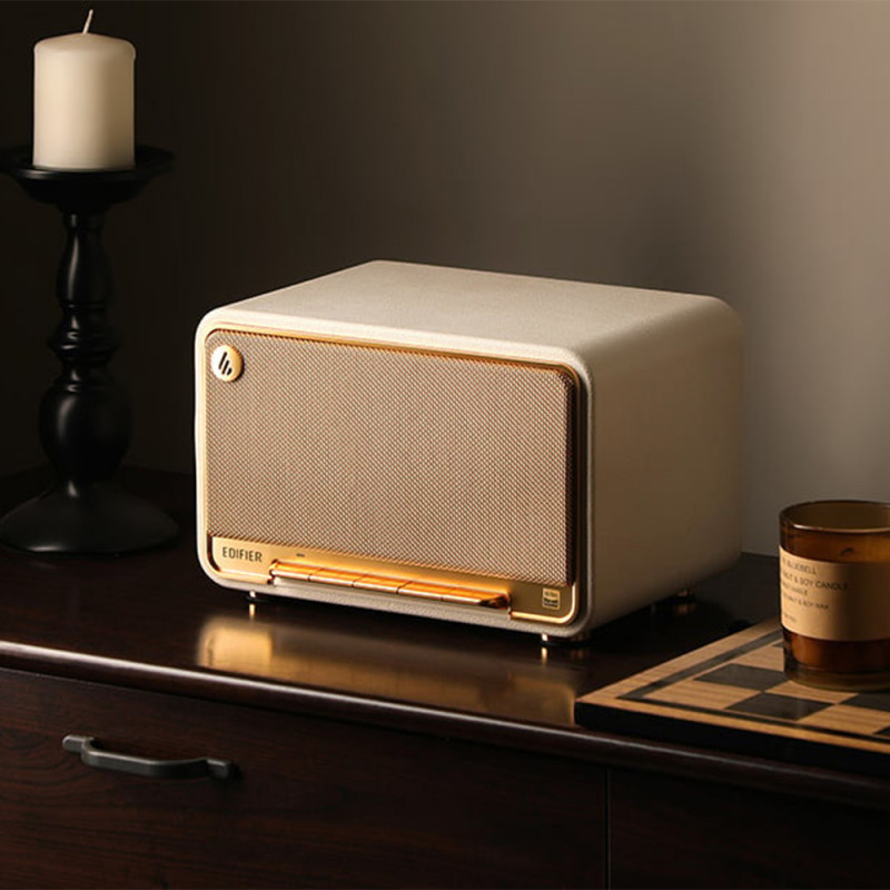 Тонколона Edifier D32 WH, 60W, 11 часа, Hi-Res Audio/Wireless, Bluetooth 5.3, Wi-Fi, Apple Airplay2, DRC, DSP,  Дървен корпус, Бял