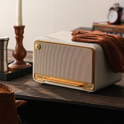 Тонколона Edifier D32 WH, 60W, 11 часа, Hi-Res Audio/Wireless, Bluetooth 5.3, Wi-Fi, Apple Airplay2, DRC, DSP,  Дървен корпус, Бял