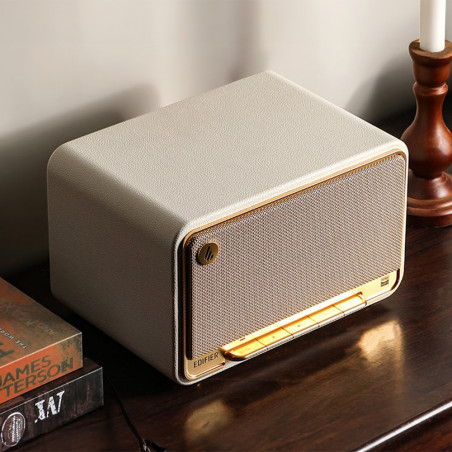 Тонколона Edifier D32 WH, 60W, 11 часа, Hi-Res Audio/Wireless, Bluetooth 5.3, Wi-Fi, Apple Airplay2, DRC, DSP,  Дървен корпус, Бял