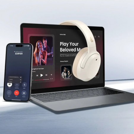 Безжични слушалки Edifier W820NB Plus V25 Navy, 40 мм, 80 часа, A.I, Динамични драйвери с титаниево покритие, Bluetooth V6.1, ANC, Hi-Res, Тъмносин