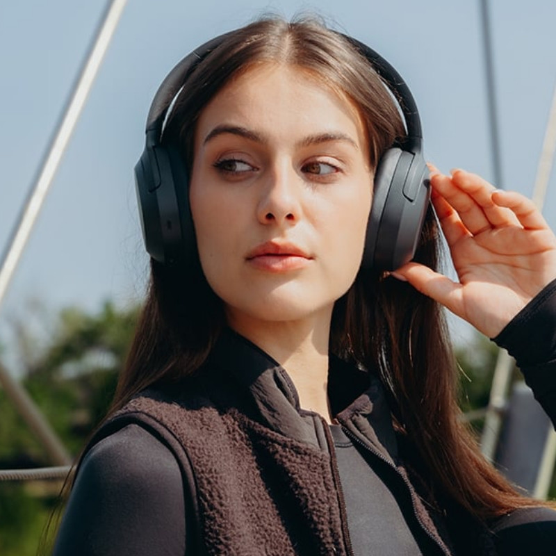 Безжични слушалки Edifier W820NB Plus V25 Gray, 40 мм, 80 часа, A.I, Динамични драйвери с титаниево покритие, Bluetooth V6.1, ANC, Hi-Res, Тъмносив