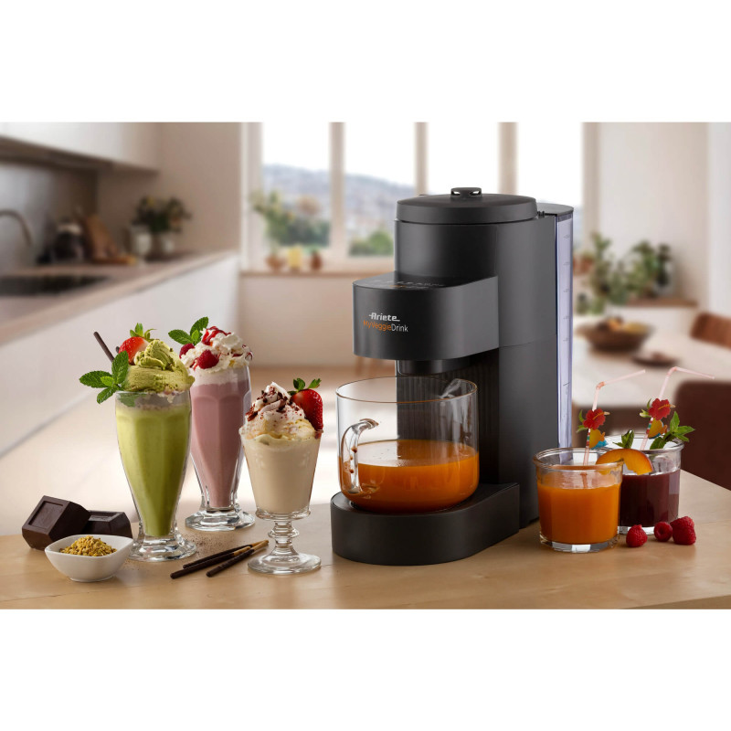 Уред за растително мляко Ariete My Veggie Drink 0650/00, 1200W, 1.5 литра, Самопочистване, Таймер, Черен