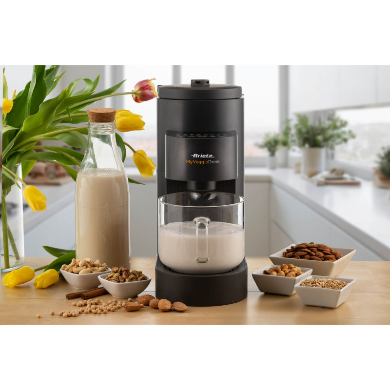 Уред за растително мляко Ariete My Veggie Drink 0650/00, 1200W, 1.5 литра, Самопочистване, Таймер, Черен
