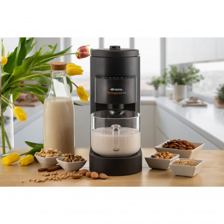 Уред за растително мляко Ariete My Veggie Drink 0650/00, 1200W, 1.5 литра, Самопочистване, Таймер, Черен