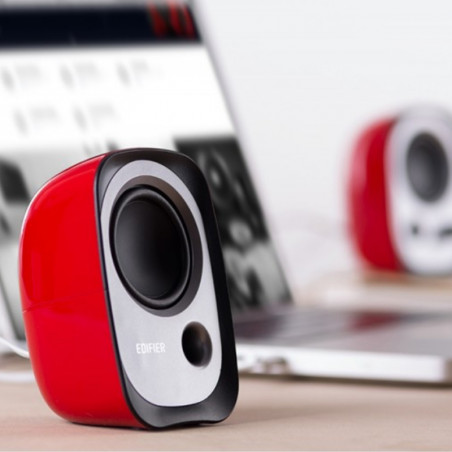 Тонколони Edifier R12U RE 2.0, 4W RMS, USB, AUX, 20 KHz, 2.25" говорители, Контрол на звука, Червен