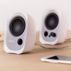 Тонколони Edifier R12U WH 2.0, 4W RMS, USB, AUX, 20 KHz, 2.25" говорители, Контрол на звука, Бял