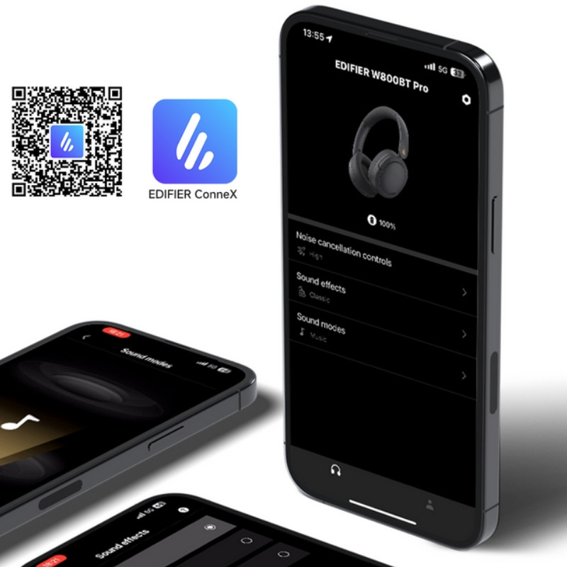 Безжични слушалки Edifier W800BT Pro IV, 40 мм, 45 часа, A.I, Динамични говорители с титаниево покритие, ANC, BT V5.4, Hi-Res, Multipoint, EQ режими, ConneX, Бежов