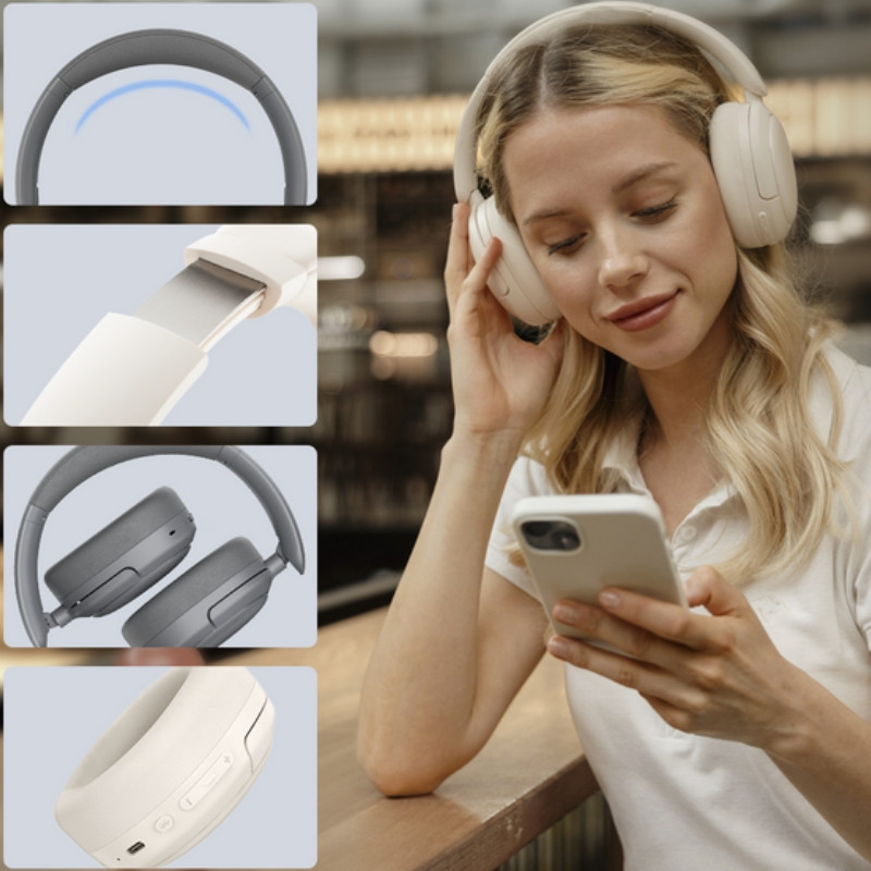 Безжични слушалки Edifier W800BT Pro IV, 40 мм, 45 часа, A.I, Динамични говорители с титаниево покритие, ANC, BT V5.4, Hi-Res, Multipoint, EQ режими, ConneX, Бежов