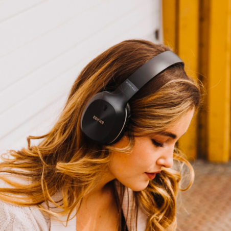 Безжични слушалки Edifier W800BT Plus BL, 40 мм, 55 часа, Динамични говорители, BT V5.1, USB-C, Qualcomm aptX, Multipoint, EQ режими, Черен