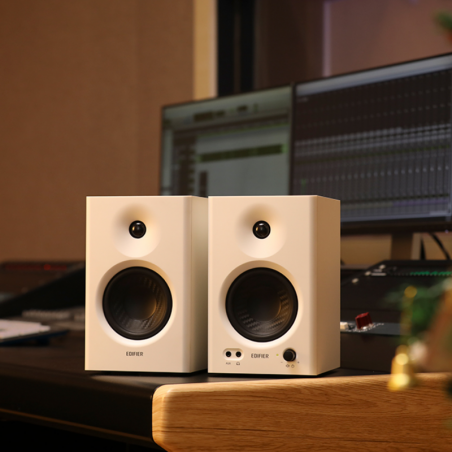Тонколони Edifier MR4 WH, 42W RMS, RCA, AUX, TRS, Високо и нискочестотни говорители 1"/4", 2 режима, Бял