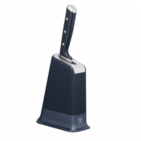 Кухненски нож Tefal K297S244, 20 см, Неръждаема стомана, Поставка с вградено точило, Предпазител за пръсти, Черен