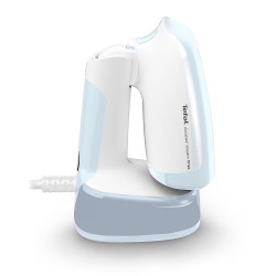 Уред за гладене с пара Tefal DT3041E1, 1300W, 0.12 л, 20 г/мин, Вертикално гладене, Керамична плоча, Сгъваем, Бял/син