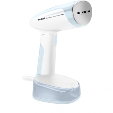Уред за гладене с пара Tefal DT3041E1, 1300W, 0.12 л, 20 г/мин, Вертикално гладене, Керамична плоча, Сгъваем, Бял/син