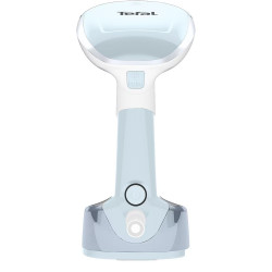Уред за гладене с пара Tefal DT3041E1, 1300W, 0.12 л, 20 г/мин, Вертикално гладене, Керамична плоча, Сгъваем, Бял/син