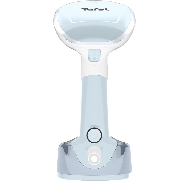 Уред за гладене с пара Tefal DT3041E1, 1300W, 0.12 л, 20 г/мин, Вертикално гладене, Керамична плоча, Сгъваем, Бял/син