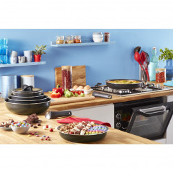 Комплект тигани Tefal Ingenio Easy Cook & Clean L1539053, 10 части, Подвижни дръжки, Незалепващо покритие, Thermo Signal, Черен