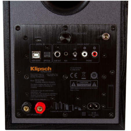 Тонколони Klipsch R-51PM Black, 120W RMS, Tractrix Horn, Bluetooth, Фоно предусилвател, USB-B, Оптичен вход, Черен
