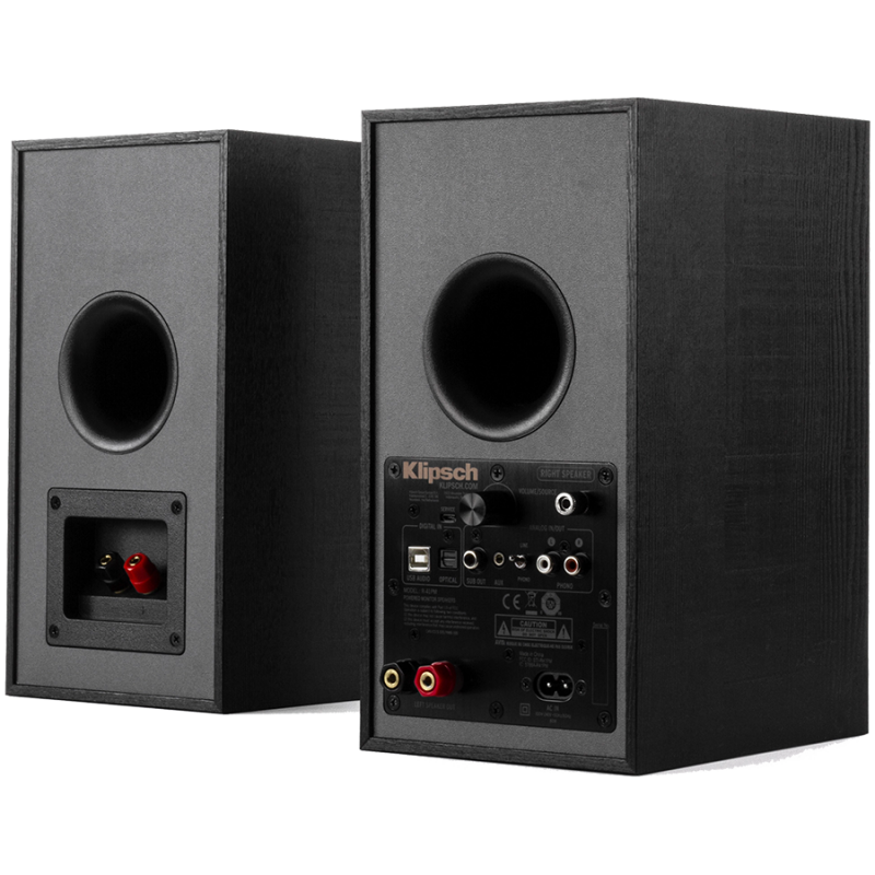Тонколони Klipsch R-41PM, 70W RMS, Tractrix Horn, Bluetooth, Фоно предусилвател, USB-B, Оптичен вход, Черен