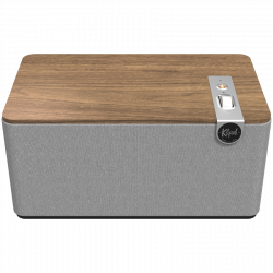 Тонколона Klipsch The Three Plus Walnut, 120W, 2.1, 45Hz, USB+USB-C, Type-A, RCA, Bluetooth, Мобилно приложение, Орехово дърво/сив