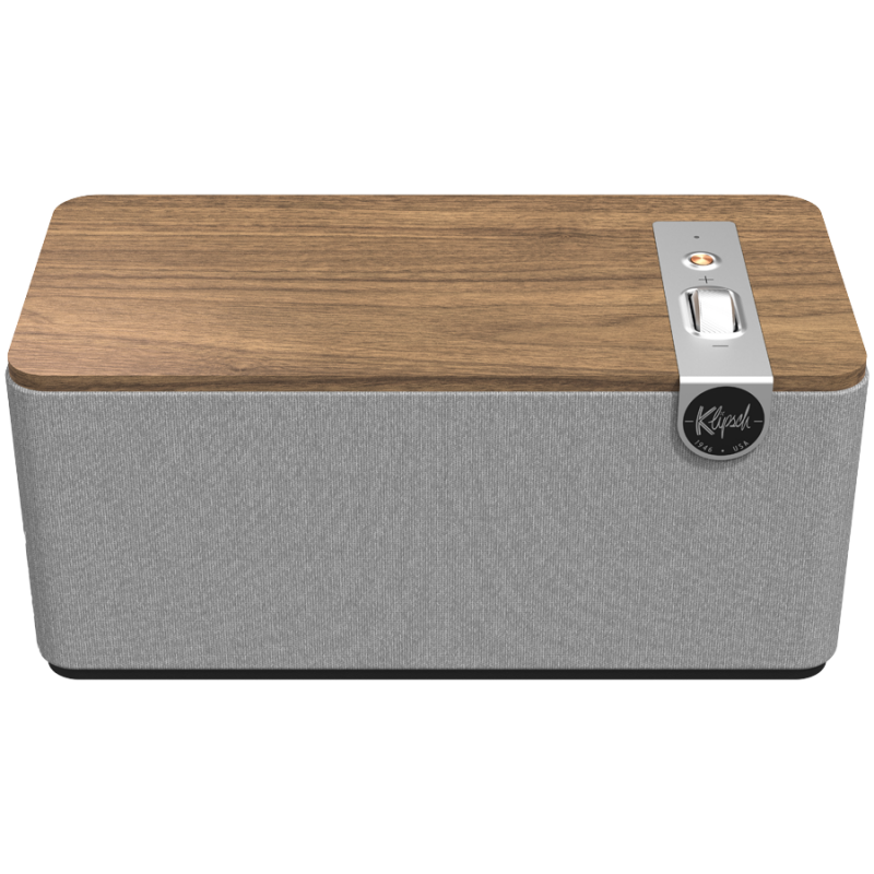 Настолна тонколона Klipsch The One Plus 2.1 W, 60W, Bluetooth 5.3, USB-C, Би-амплифация, Дървен корпус, Мобилно приложение, Орехово дърво/сив